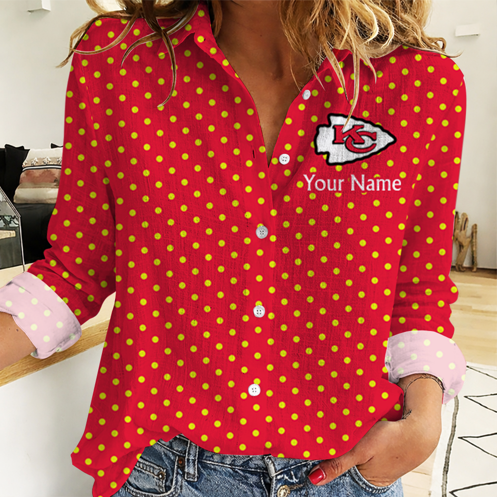 LIMITED EDITION - NEW CUSTOMIZED NFL01 KCC KANSAS CITY CHIEFS WOMEN CASUAL SHIRT