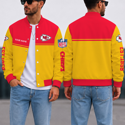LIMITED EDITION - NEW CUSTOMIZED NFL01 KCC KANSAS CITY CHIEFS SATIN VARSITY & BASEBALL JACKET