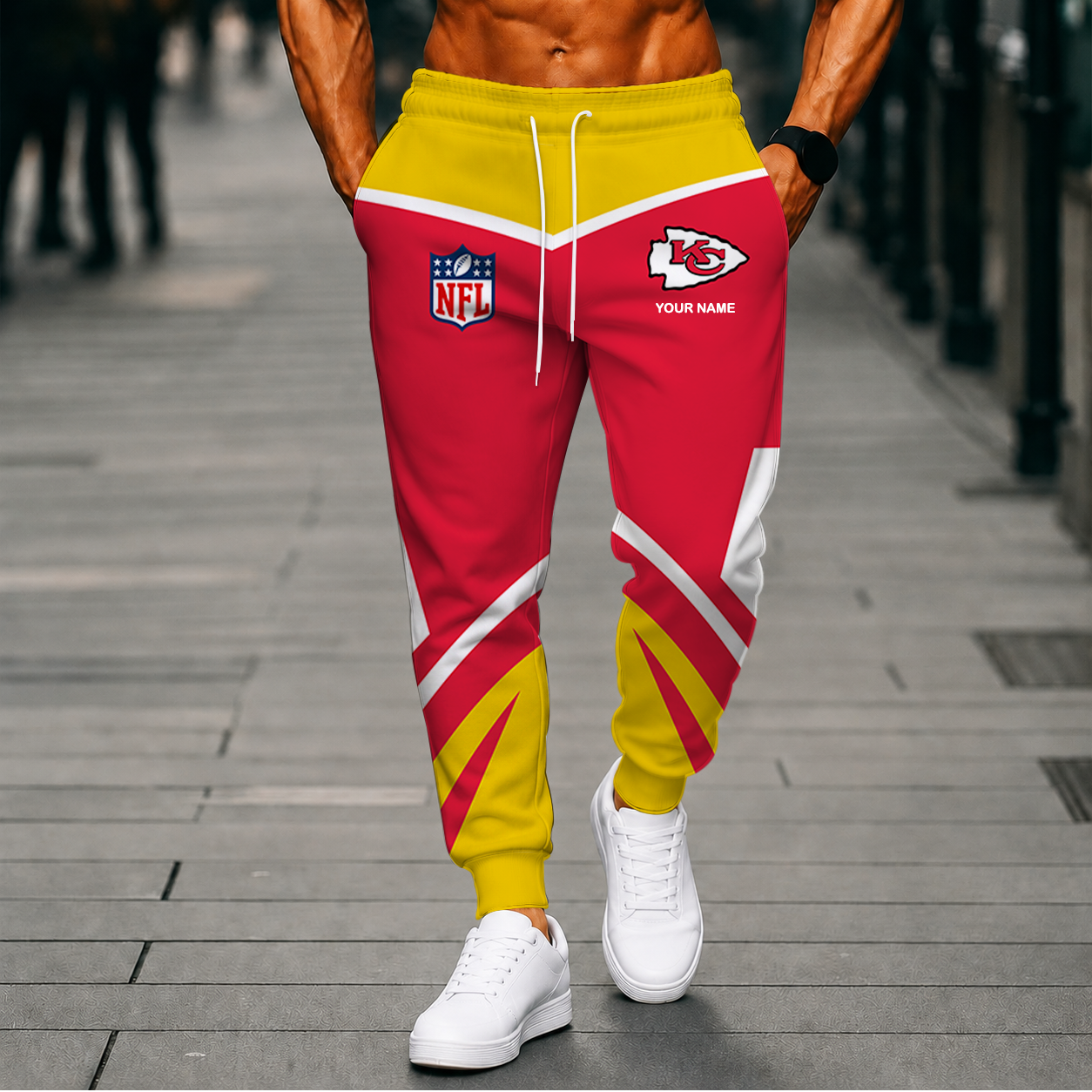 LIMITED EDITION - NEW CUSTOMIZED NFL01 KCC KANSAS CITY CHIEFS SWEATPANTS