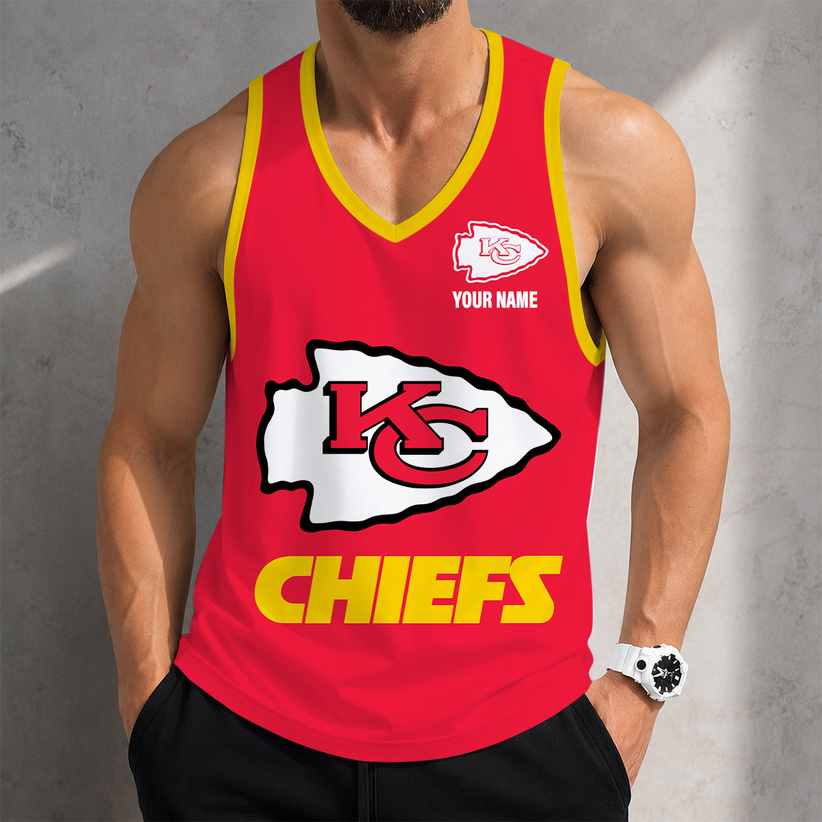 LIMITED EDITION - NEW CUSTOMIZED NFL01 KCC KANSAS CITY CHIEFS TANK TOP
