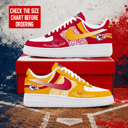 LIMITED EDITION - NEW CUSTOMIZED NFL01 KCC KANSAS CITY CHIEFS AF1 SHOES