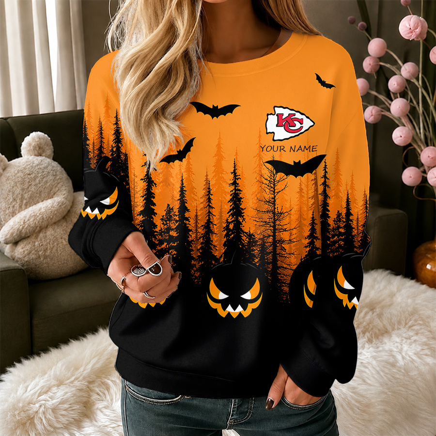 [SPECIAL OFFER] NEW CUSTOMIZED NFL01 KCC KANSAS CITY CHIEFS UNISEX HALLOWEEN SWEATSHIRT