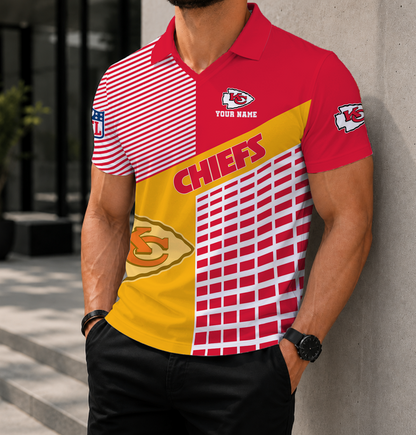 LIMITED EDITION - NEW CUSTOMIZED NFL01 KCC KANSAS CITY CHIEFS POLO SHIRT
