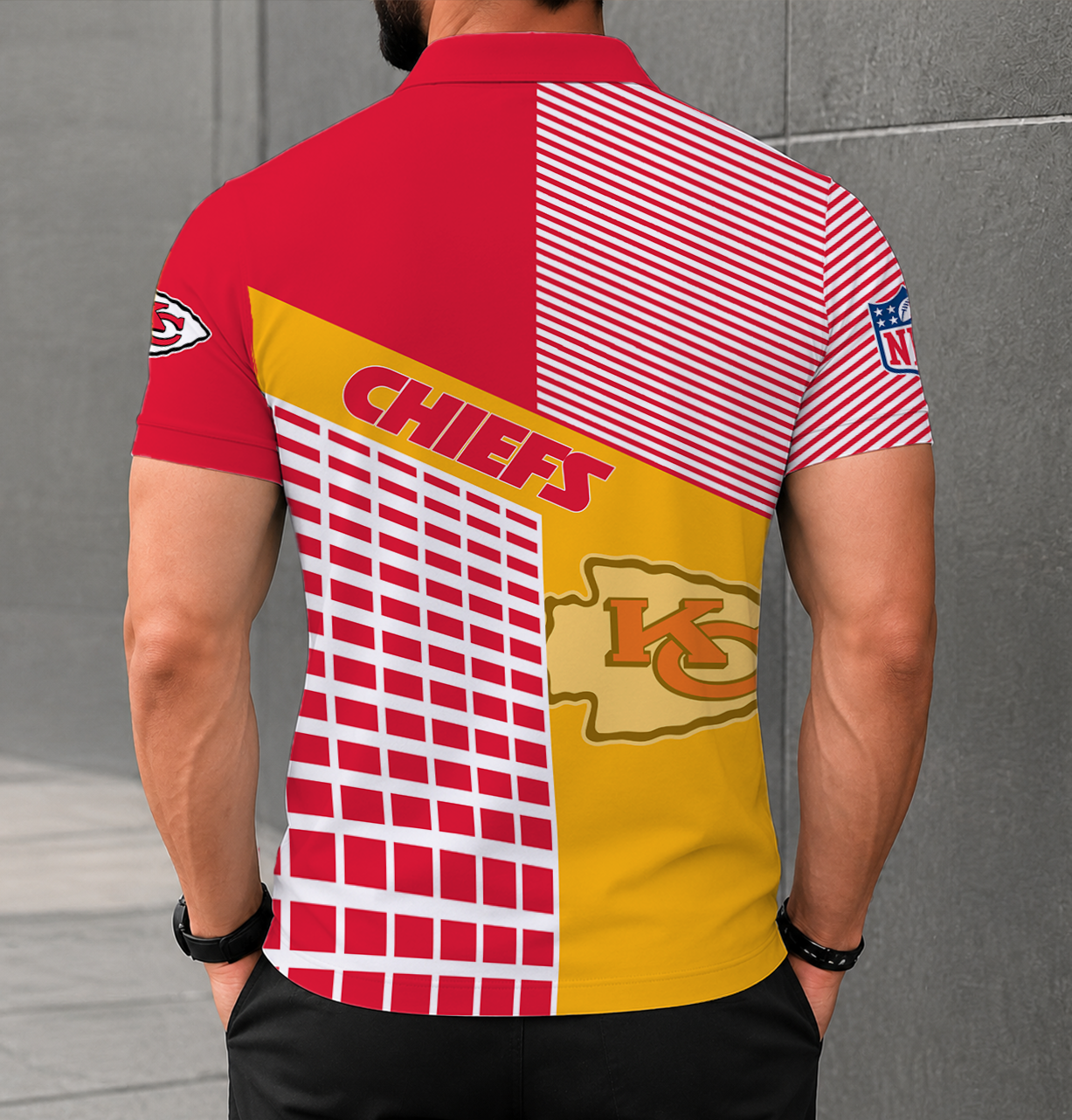 LIMITED EDITION - NEW CUSTOMIZED NFL01 KCC KANSAS CITY CHIEFS POLO SHIRT