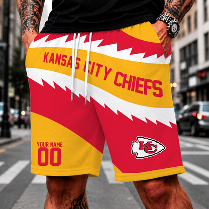 [SPECIAL OFFER] NEW CUSTOMIZED NFL01 KCC KANSAS CITY CHIEFS O-RING SHORT PANTS