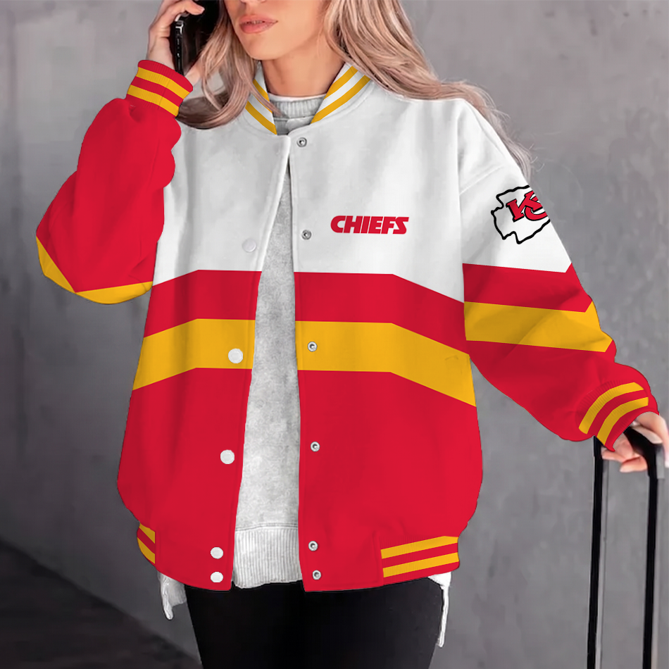 [SPECIAL OFFER] NEW CUSTOMIZED NFL01 KCC KANSAS CITY CHIEFS SATIN VARSITY & BASEBALL JACKET