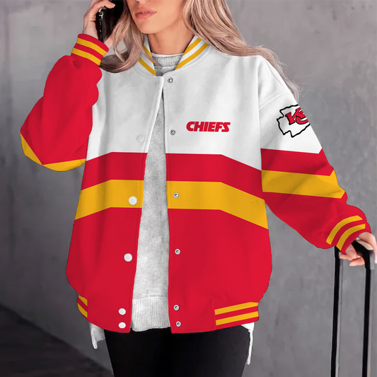 [SPECIAL OFFER] NEW CUSTOMIZED NFL01 KCC KANSAS CITY CHIEFS SATIN VARSITY & BASEBALL JACKET