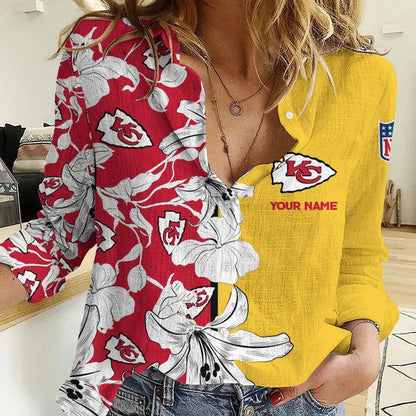 [SPECIAL OFFER] NEW CUSTOMIZED NFL01 KCC KANSAS CITY CHIEFS WOMEN CASUAL SHIRT FOR FAN