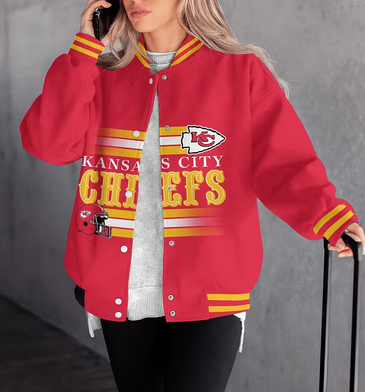 LIMITED EDITION - NEW CUSTOMIZED NFL01 KCC KANSAS CITY CHIEFS SATIN VARSITY & BASEBALL JACKET