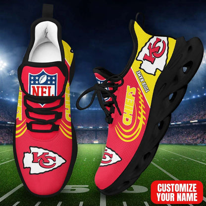 LIMITED EDITION - NEW CUSTOMIZED NFL01 KCC KC CHIEFS PREMIUM CLUNKY SNEAKERS