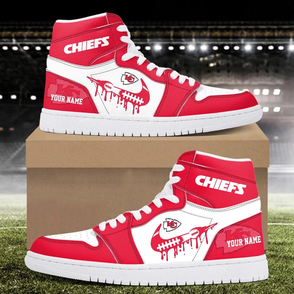LIMITED EDITION - NEW CUSTOMIZED NFL01 KCC KANSAS CITY CHIEFS AIR JORDAN SNEAKERS