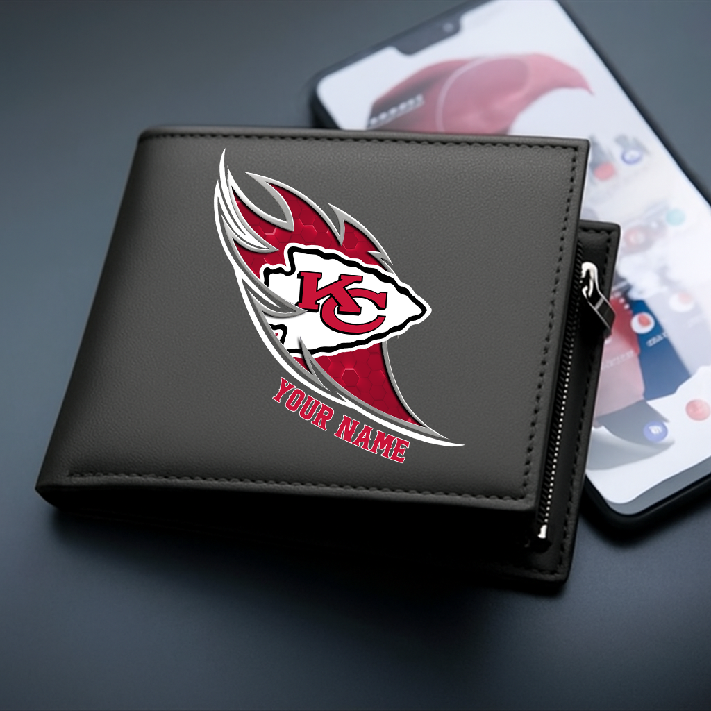 LIMITED EDITION - NEW CUSTOMIZED NFL01 KCC KANSAS CITY CHIEFS LEATHER WALLET