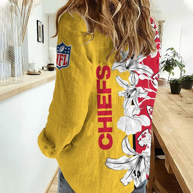 [SPECIAL OFFER] NEW CUSTOMIZED NFL01 KCC KANSAS CITY CHIEFS WOMEN CASUAL SHIRT FOR FAN