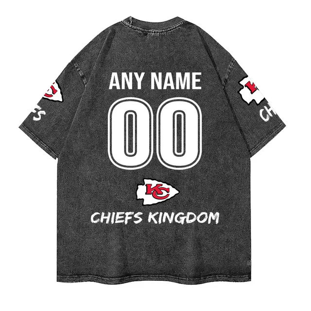 [SPECIAL OFFER] NEW CUSTOMIZED NFL01 KCC KANSAS CITY CHIEFS MULTICOLOR WASHED TEE