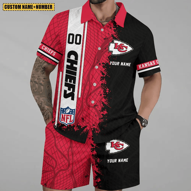 LIMITED RUN - NEW CUSTOMIZED NFL01 KCC KANSAS CITY CHIEFS UNISEX HAWAIIAN SHIRT & SHORTS SET
