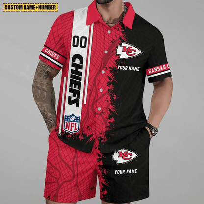 LIMITED RUN - NEW CUSTOMIZED NFL01 KCC KANSAS CITY CHIEFS UNISEX HAWAIIAN SHIRT & SHORTS SET
