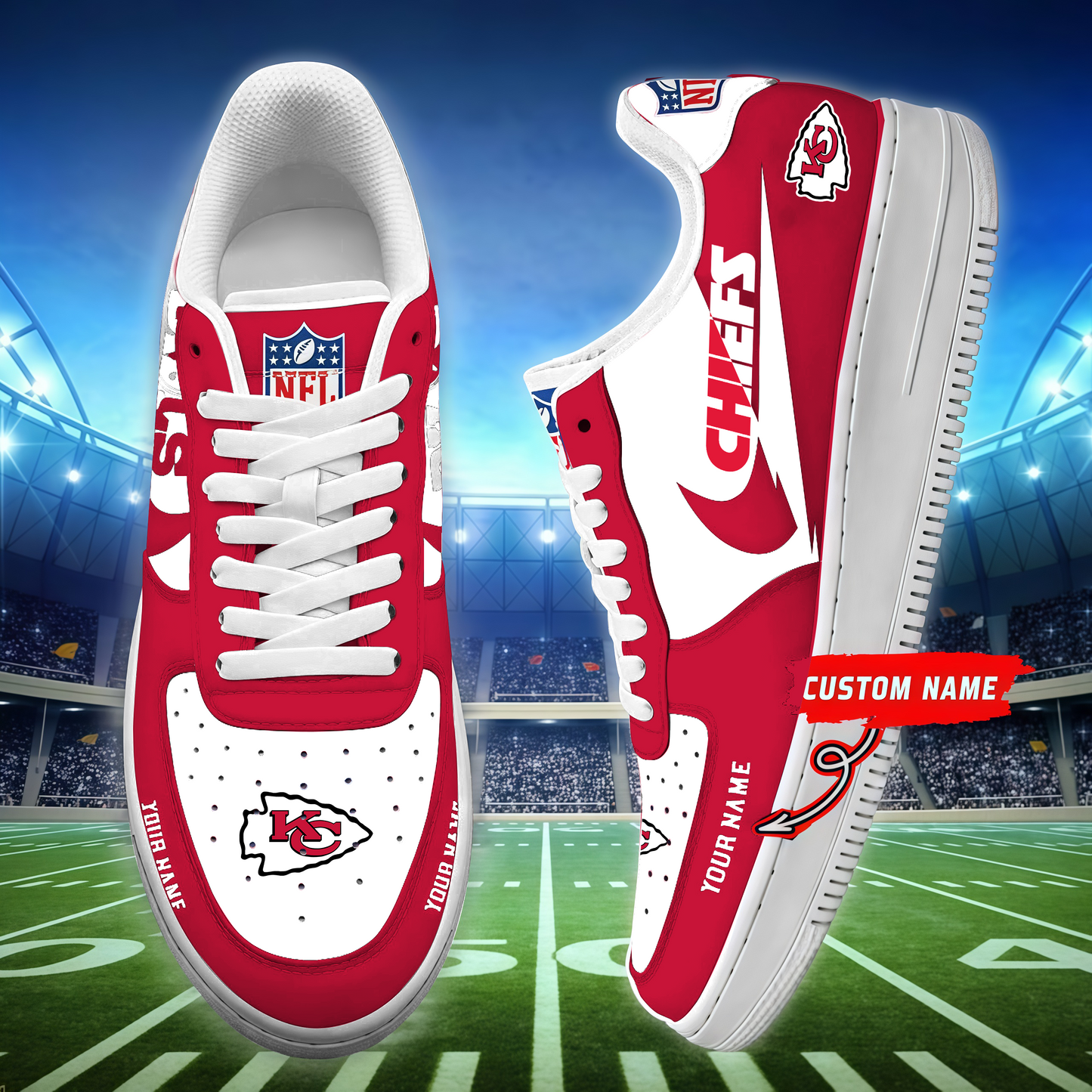 [SPECIAL OFFER] NEW CUSTOMIZED NFL01 KCC KANSAS CITY CHIEFS AF1 SNEAKERS