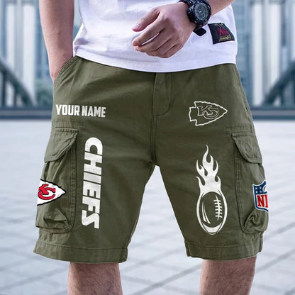 [SPECIAL OFFER] NEW CUSTOMIZED NFL01 KCC KANSAS CITY CHIEFS CARGO SHORTS