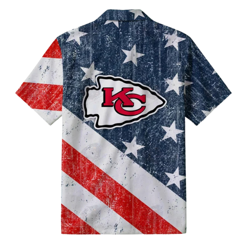 LIMITED EDITION - NEW CUSTOMIZED NFL01 KCC KANSAS CITY CHIEFS PATRIOTIC 250 USA HAWAIIAN SHIRT