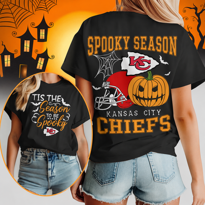 LIMITED EDITION - NEW CUSTOMIZED NFL01 KCC KANSAS CITY CHIEFS HALLOWEEN T-SHIRT, HOODIE & ZIP HOODIE