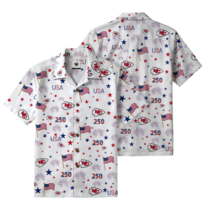 LIMITED EDITION - NEW CUSTOMIZED NFL01 KCC KANSAS CITY CHIEFS PATRIOTIC 250 USA HAWAIIAN SHIRT