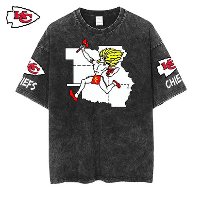 [SPECIAL OFFER] NEW CUSTOMIZED NFL01 KCC KANSAS CITY CHIEFS MULTICOLOR WASHED TEE