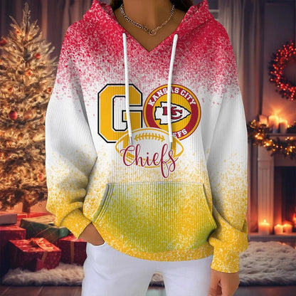 LIMITED EDITION - NEW CUSTOMIZED NFL01 KCC KANSAS CITY CHIEFS RIBBED HOODIE & SWEATSHIRT