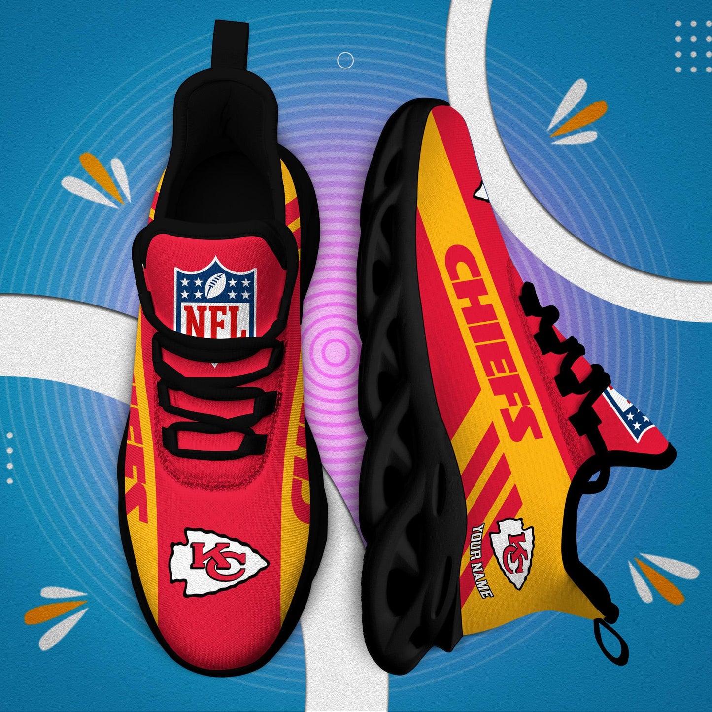LIMITED EDITION - NEW CUSTOMIZED NFL01 KCC KANSAS CITY CHIEFS UNISEX MAX SOUL SHOES