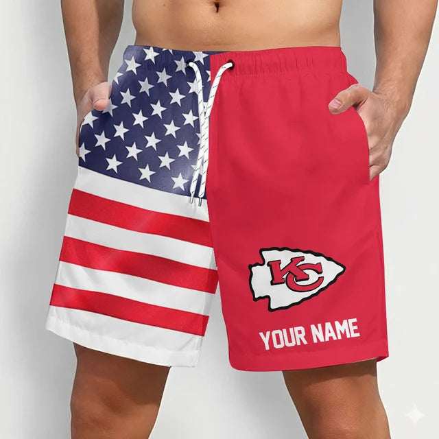 LIMITED EDITION - NEW CUSTOMIZED NFL01 KCC KANSAS CITY CHIEFS SHORT PANTS