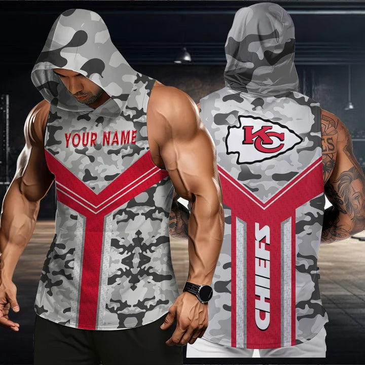 LIMITED EDITION - NEW CUSTOMIZED NFL01 KCC KANSAS CITY CHIEFS HOODED TANK TOP