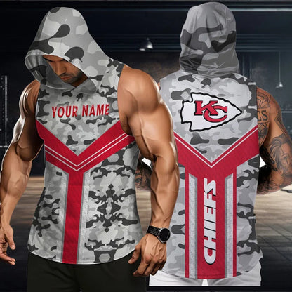 LIMITED EDITION - NEW CUSTOMIZED NFL01 KCC KANSAS CITY CHIEFS HOODED TANK TOP