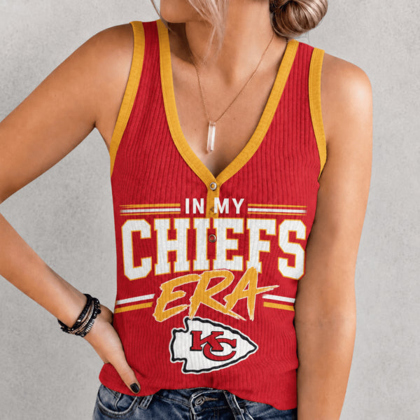 [SPECIAL OFFER] NEW CUSTOMIZED NFL01 KCC KANSAS CITY CHIEFS WOMEN'S V-NECK TANK TOP