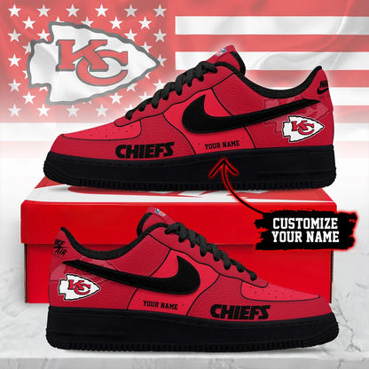 LIMITED EDITION - NEW CUSTOMIZED NFL01 KCC KC CHIEFS AF1 SNEAKERS