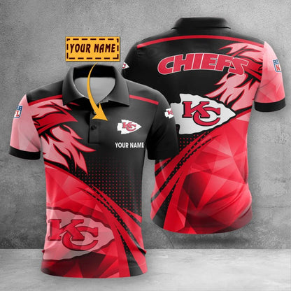 LIMITED EDITION - NEW CUSTOMIZED NFL01 KCC KANSAS CITY CHIEFS POLO SHIRT