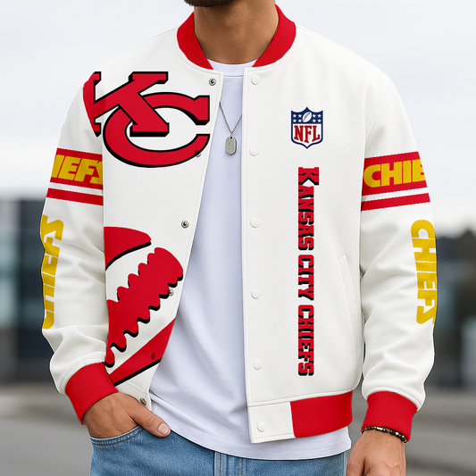 LIMITED EDITION - NEW CUSTOMIZED NFL01 KCC KANSAS CITY CHIEFS BASEBALL JACKET