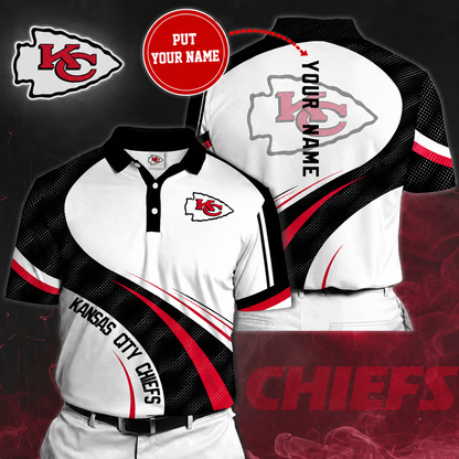 LIMITED EDITION - NEW CUSTOMIZED NFL01 KCC KANSAS CITY CHIEFS POLO SHIRT