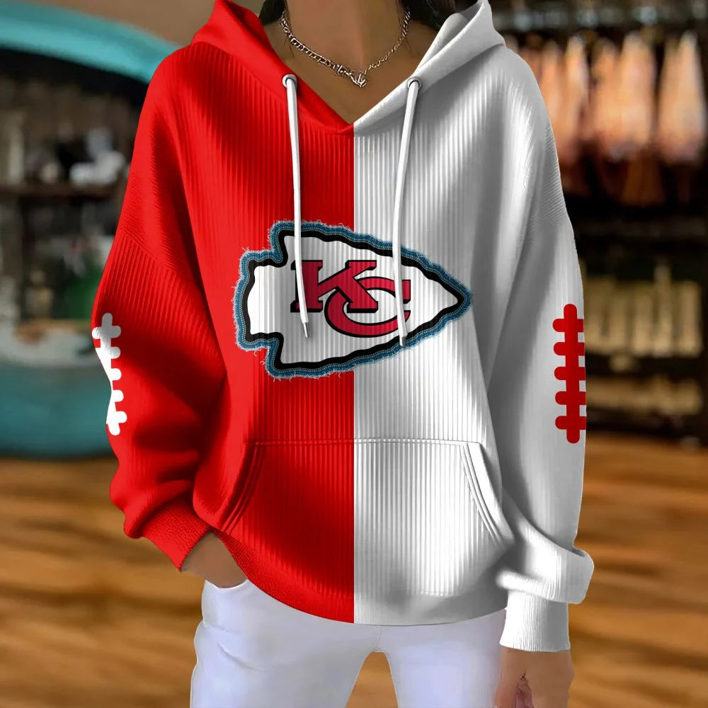 LIMITED EDITION - NEW CUSTOMIZED NFL01 KCC KANSAS CITY CHIEFS RIBBED HOODIE & SWEATSHIRT
