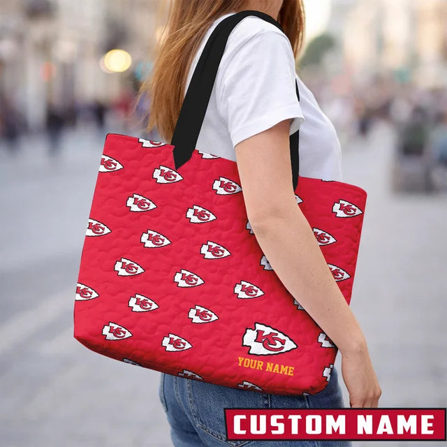LIMITED EDITION - NEW CUSTOMIZED NFL01 KC CHIEFS QUILTED TOTE BAG