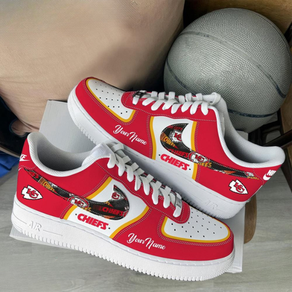 LIMITED EDITION - NEW CUSTOMIZED NFL01 KCC KANSAS CITY CHIEFS AF1 SNEAKERS
