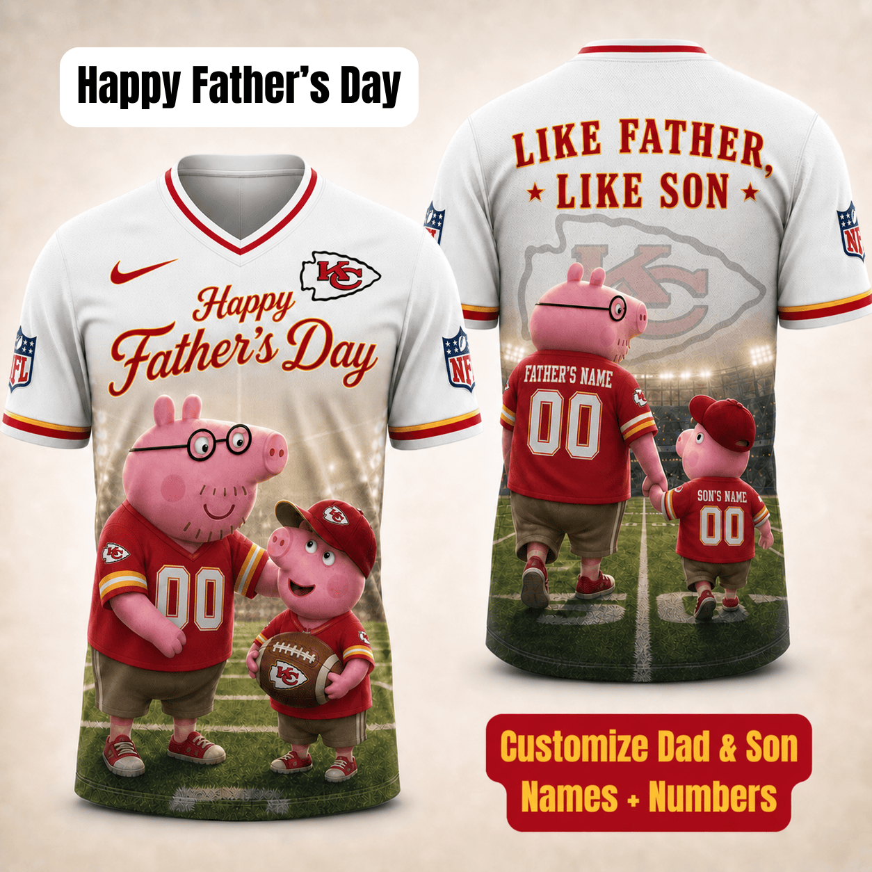 [FATHER'S DAY] NEW CUSTOMIZED NFL01 KCC KANSAS CITY CHIEFS FOOTBALL JERSEY