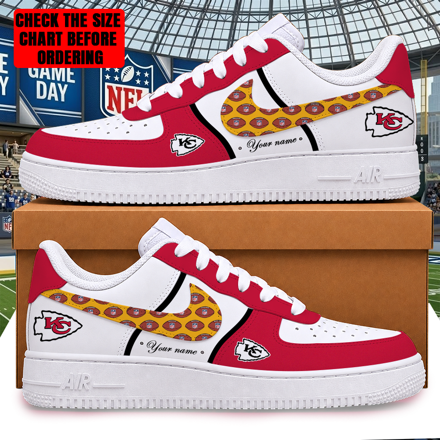 LIMITED EDITION - NEW CUSTOMIZED NFL01 KCC KANSAS CITY CHIEFS AF1 SHOES