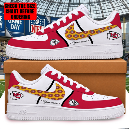 LIMITED EDITION - NEW CUSTOMIZED NFL01 KCC KANSAS CITY CHIEFS AF1 SHOES