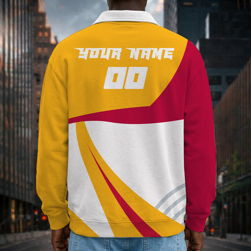 [SPECIAL OFFER] NEW CUSTOMIZED NFL01 KCC KANSAS CITY CHIEFS O-RING LONG SLEEVE POLO SHIRT
