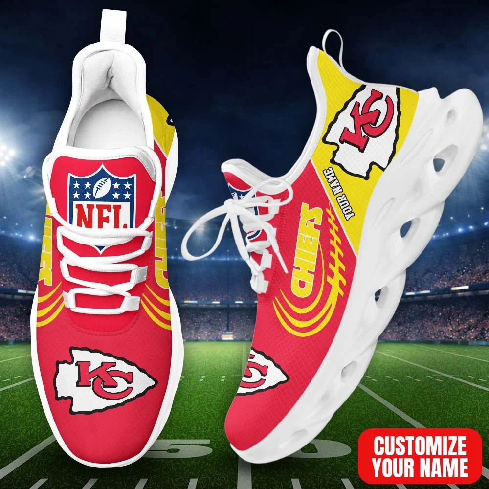 LIMITED EDITION - NEW CUSTOMIZED NFL01 KCC KC CHIEFS PREMIUM CLUNKY SNEAKERS
