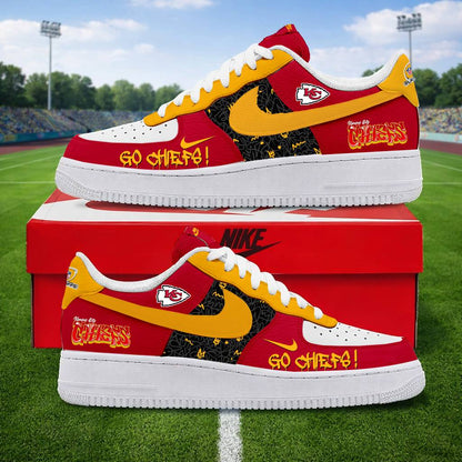 LIMITED EDITION - NEW CUSTOMIZED NFL01 KCC KANSAS CITY CHIEFS AF1 SNEAKERS