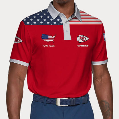 LIMITED EDITION - NEW CUSTOMIZED NFL01 KCC KANSAS CITY CHIEFS POLO SHIRT