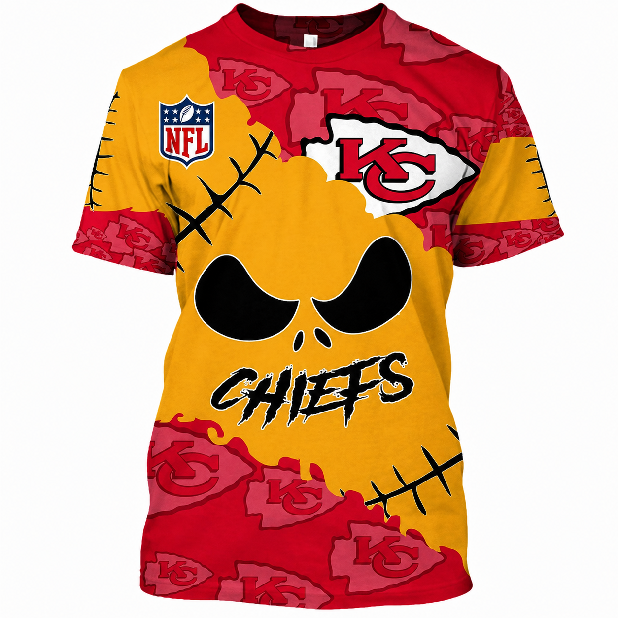 LIMITED EDITION - NEW CUSTOMIZED NFL01 KCC KANSAS CITY CHIEFS HALLOWEEN SKULL APPAREL FOR FANS
