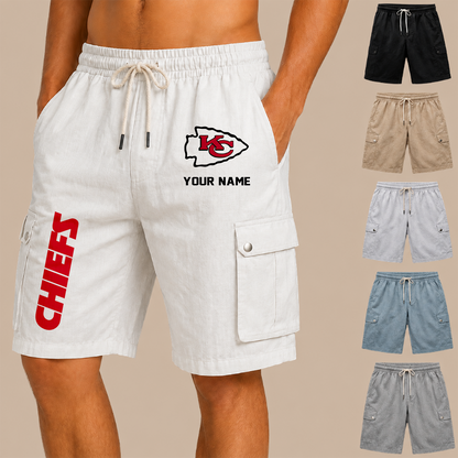 [SPECIAL OFFER] NEW CUSTOMIZED NFL01 KCC KANSAS CITY CHIEFS MEN'S DRAWSTRING CARGO SHORTS