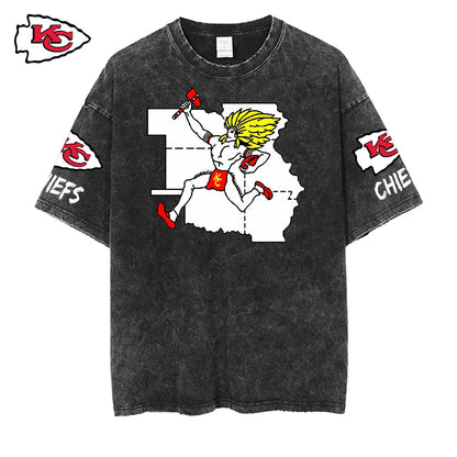 [SPECIAL OFFER] NEW CUSTOMIZED NFL01 KCC KANSAS CITY CHIEFS MULTICOLOR WASHED TEE