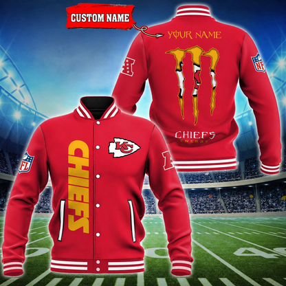 LIMITED EDITION - NEW CUSTOMIZED NFL01 KCC KANSAS CITY CHIEFS SATIN VARSITY & BASEBALL JACKET